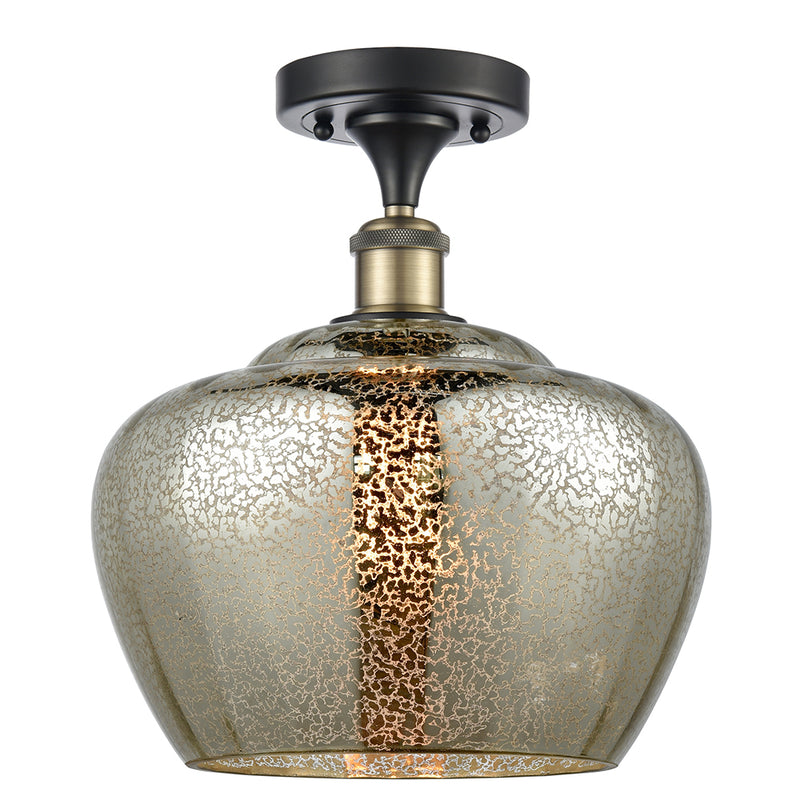 Fenton Semi-Flush Mount shown in the Black Antique Brass finish with a Mercury shade