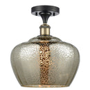 Fenton Semi-Flush Mount shown in the Black Antique Brass finish with a Mercury shade