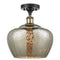 Fenton Semi-Flush Mount shown in the Black Antique Brass finish with a Mercury shade