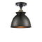 Adirondack Semi-Flush Mount shown in the Black Antique Brass finish with a Matte Black shade