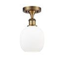 Belfast Semi-Flush Mount shown in the Brushed Brass finish with a Matte White shade