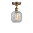 Belfast Semi-Flush Mount shown in the Brushed Brass finish with a Clear Crackle shade