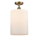 Cobbleskill Semi-Flush Mount shown in the Brushed Brass finish with a Matte White shade