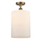 Cobbleskill Semi-Flush Mount shown in the Brushed Brass finish with a Matte White shade