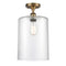 Cobbleskill Semi-Flush Mount shown in the Brushed Brass finish with a Clear shade