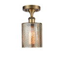 Cobbleskill Semi-Flush Mount shown in the Brushed Brass finish with a Mercury shade