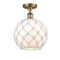 Farmhouse Rope Semi-Flush Mount shown in the Brushed Brass finish with a White Glass with White Rope shade