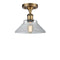 Orwell Semi-Flush Mount shown in the Brushed Brass finish with a Clear shade