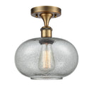 Gorham Semi-Flush Mount shown in the Brushed Brass finish with a Charcoal shade