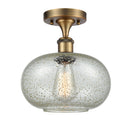 Gorham Semi-Flush Mount shown in the Brushed Brass finish with a Mica shade