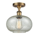 Gorham Semi-Flush Mount shown in the Brushed Brass finish with a Mica shade