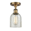 Caledonia Semi-Flush Mount shown in the Brushed Brass finish with a Mica shade