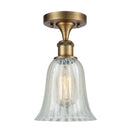 Hanover Semi-Flush Mount shown in the Brushed Brass finish with a Mouchette shade