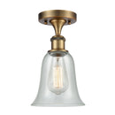 Hanover Semi-Flush Mount shown in the Brushed Brass finish with a Fishnet shade