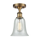 Hanover Semi-Flush Mount shown in the Brushed Brass finish with a Fishnet shade