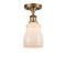 Ellery Semi-Flush Mount shown in the Brushed Brass finish with a White shade