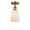 Ellery Semi-Flush Mount shown in the Brushed Brass finish with a White shade