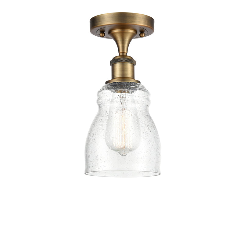 Ellery Semi-Flush Mount shown in the Brushed Brass finish with a Seedy shade