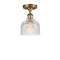 Dayton Semi-Flush Mount shown in the Brushed Brass finish with a Clear shade