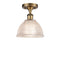 Arietta Semi-Flush Mount shown in the Brushed Brass finish with a Clear shade