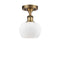 Fenton Semi-Flush Mount shown in the Brushed Brass finish with a Matte White shade