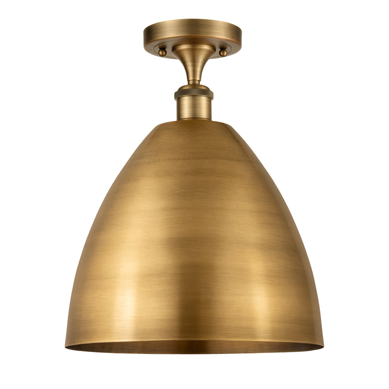 Ballston Dome Semi-Flush Mount shown in the Brushed Brass finish with a Brushed Brass shade