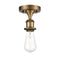 Bare Bulb Semi-Flush Mount shown in the Brushed Brass finish