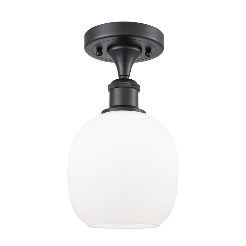 Belfast Semi-Flush Mount shown in the Matte Black finish with a Matte White shade