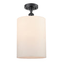 Cobbleskill Semi-Flush Mount shown in the Matte Black finish with a Matte White shade