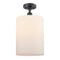 Cobbleskill Semi-Flush Mount shown in the Matte Black finish with a Matte White shade