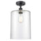 Cobbleskill Semi-Flush Mount shown in the Matte Black finish with a Clear shade