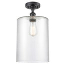 Cobbleskill Semi-Flush Mount shown in the Matte Black finish with a Clear shade