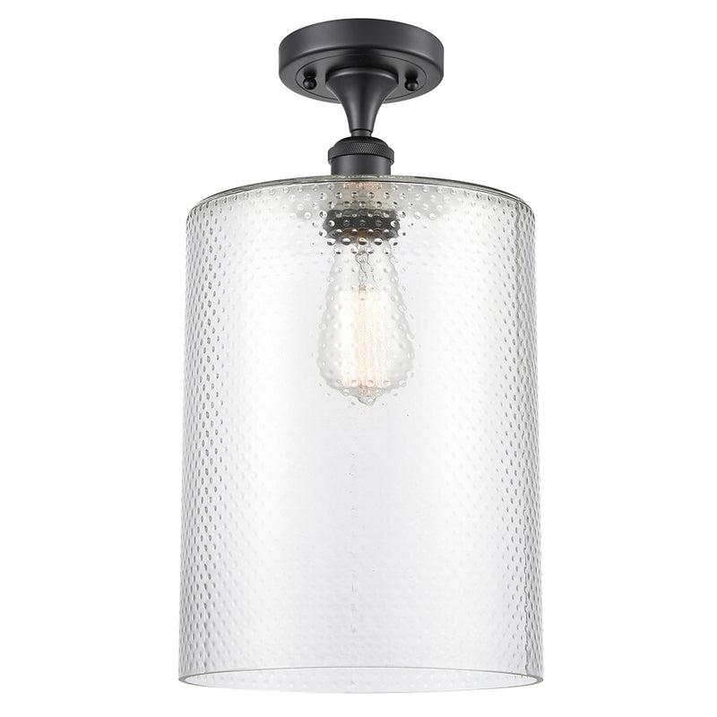 Cobbleskill Semi-Flush Mount shown in the Matte Black finish with a Clear shade