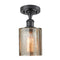 Cobbleskill Semi-Flush Mount shown in the Matte Black finish with a Mercury shade