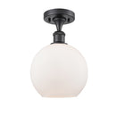 Athens Semi-Flush Mount shown in the Matte Black finish with a Matte White shade