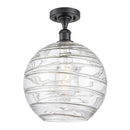 Deco Swirl Semi-Flush Mount shown in the Matte Black finish with a Clear shade