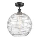 Deco Swirl Semi-Flush Mount shown in the Matte Black finish with a Clear shade