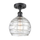 Deco Swirl Semi-Flush Mount shown in the Matte Black finish with a Clear shade