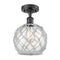 Farmhouse Rope Semi-Flush Mount shown in the Matte Black finish with a Clear Glass with White Rope shade