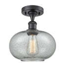 Gorham Semi-Flush Mount shown in the Matte Black finish with a Charcoal shade