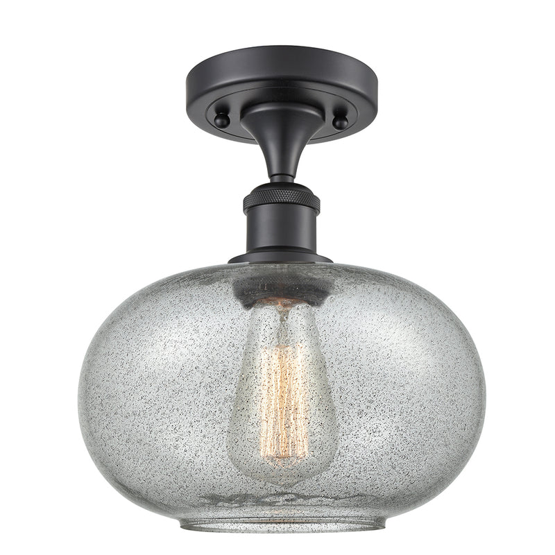 Gorham Semi-Flush Mount shown in the Matte Black finish with a Charcoal shade