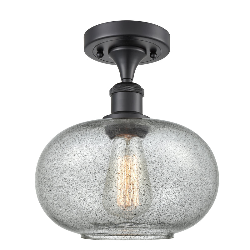 Gorham Semi-Flush Mount shown in the Matte Black finish with a Charcoal shade