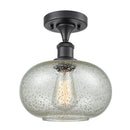 Gorham Semi-Flush Mount shown in the Matte Black finish with a Mica shade