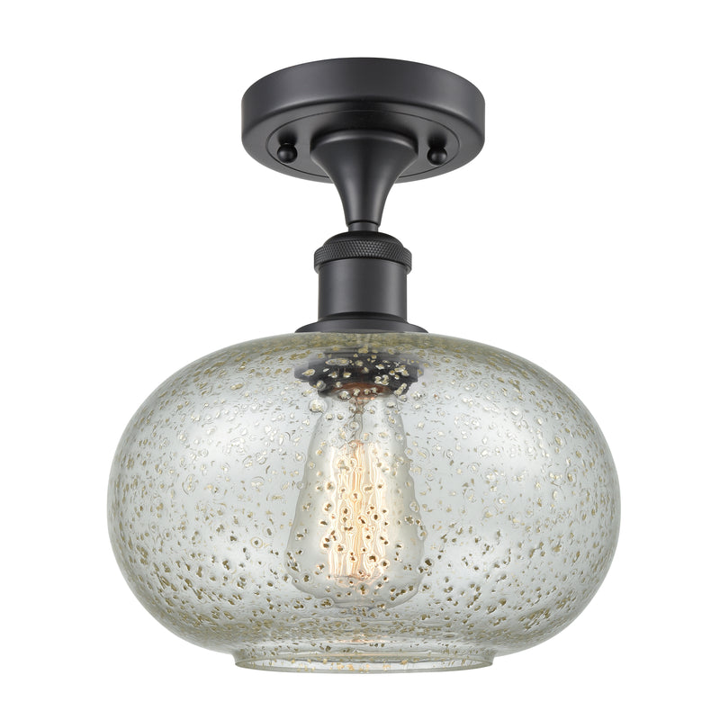 Gorham Semi-Flush Mount shown in the Matte Black finish with a Mica shade