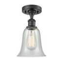 Hanover Semi-Flush Mount shown in the Matte Black finish with a Fishnet shade