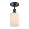 Hadley Semi-Flush Mount shown in the Matte Black finish with a Matte White shade