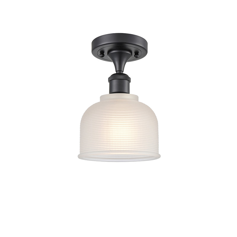 Dayton Semi-Flush Mount shown in the Matte Black finish with a White shade