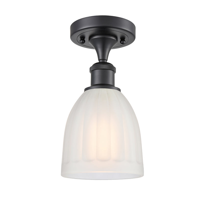 Brookfield Semi-Flush Mount shown in the Matte Black finish with a White shade