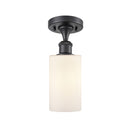 Clymer Semi-Flush Mount shown in the Matte Black finish with a Matte White shade