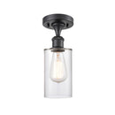 Clymer Semi-Flush Mount shown in the Matte Black finish with a Clear shade